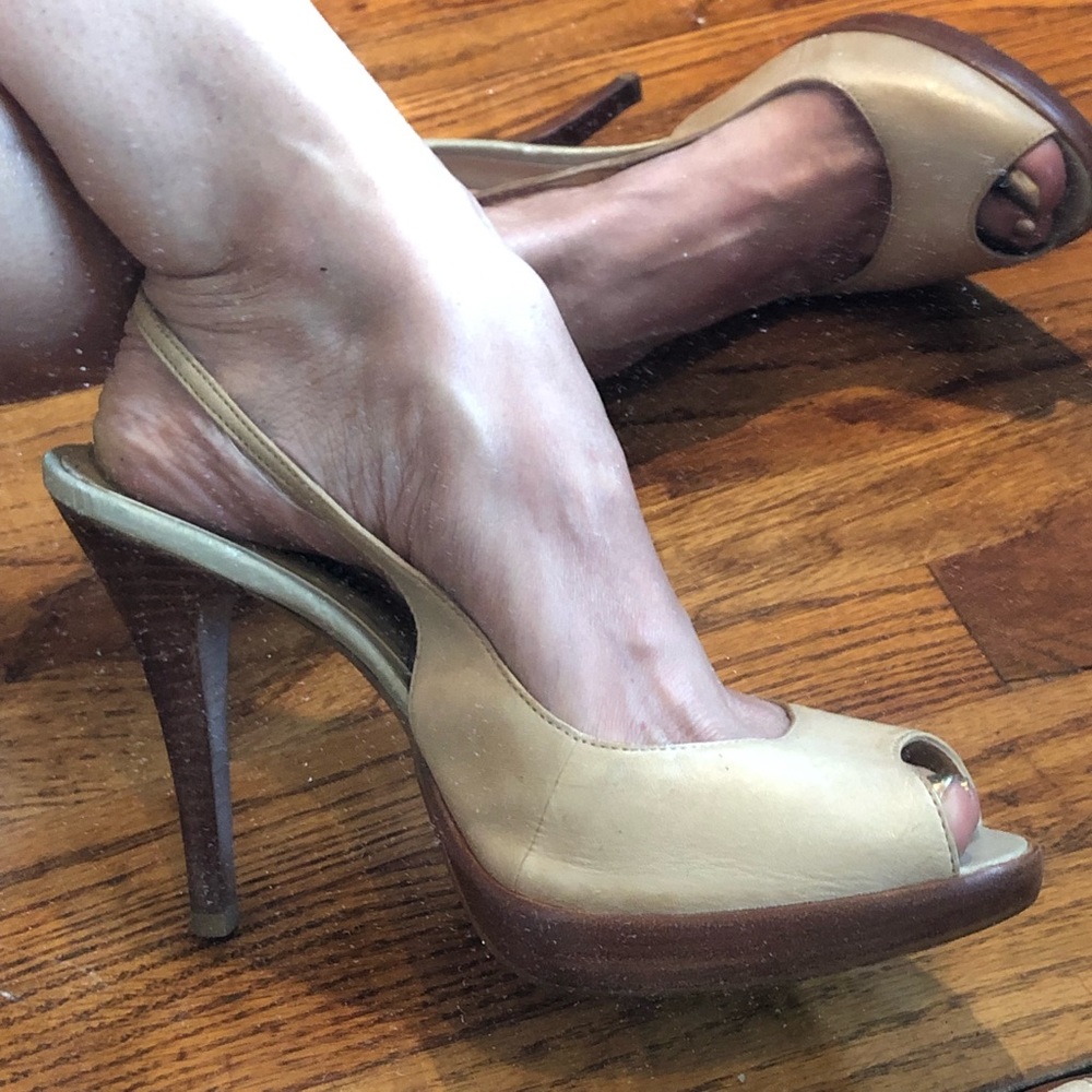 Tan Sling-back Heels Sandals
